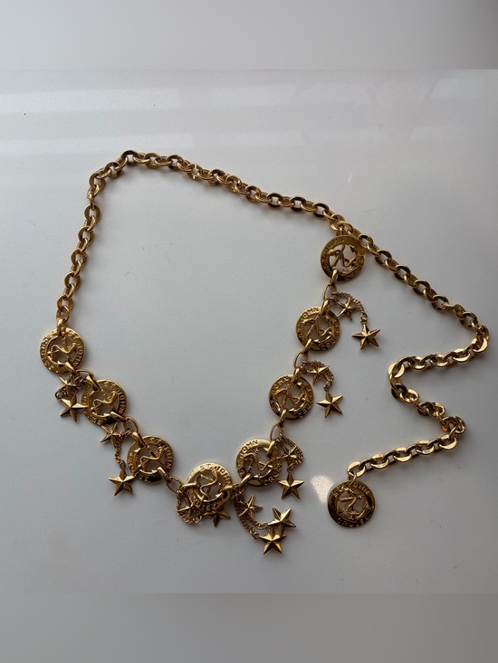 St. John Jewelry - Vintage St. John Cruise Chain Belt 42” Gold Tone Nautical Anchor Star Charm 90s